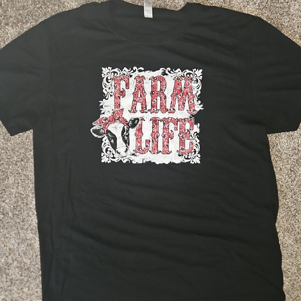 Jerzees Black 'Farm Life' Short Sleeve Tee